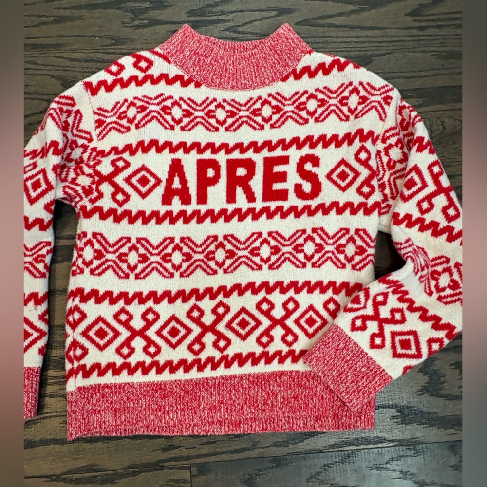 A New Day Apres Red & White Long Sleeve Sweater Size XS